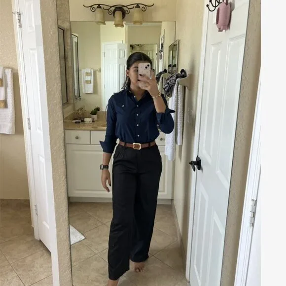 💚 Black High Waist Wide Leg Elegant Trousers – Size M-L - Picture 3 of 11